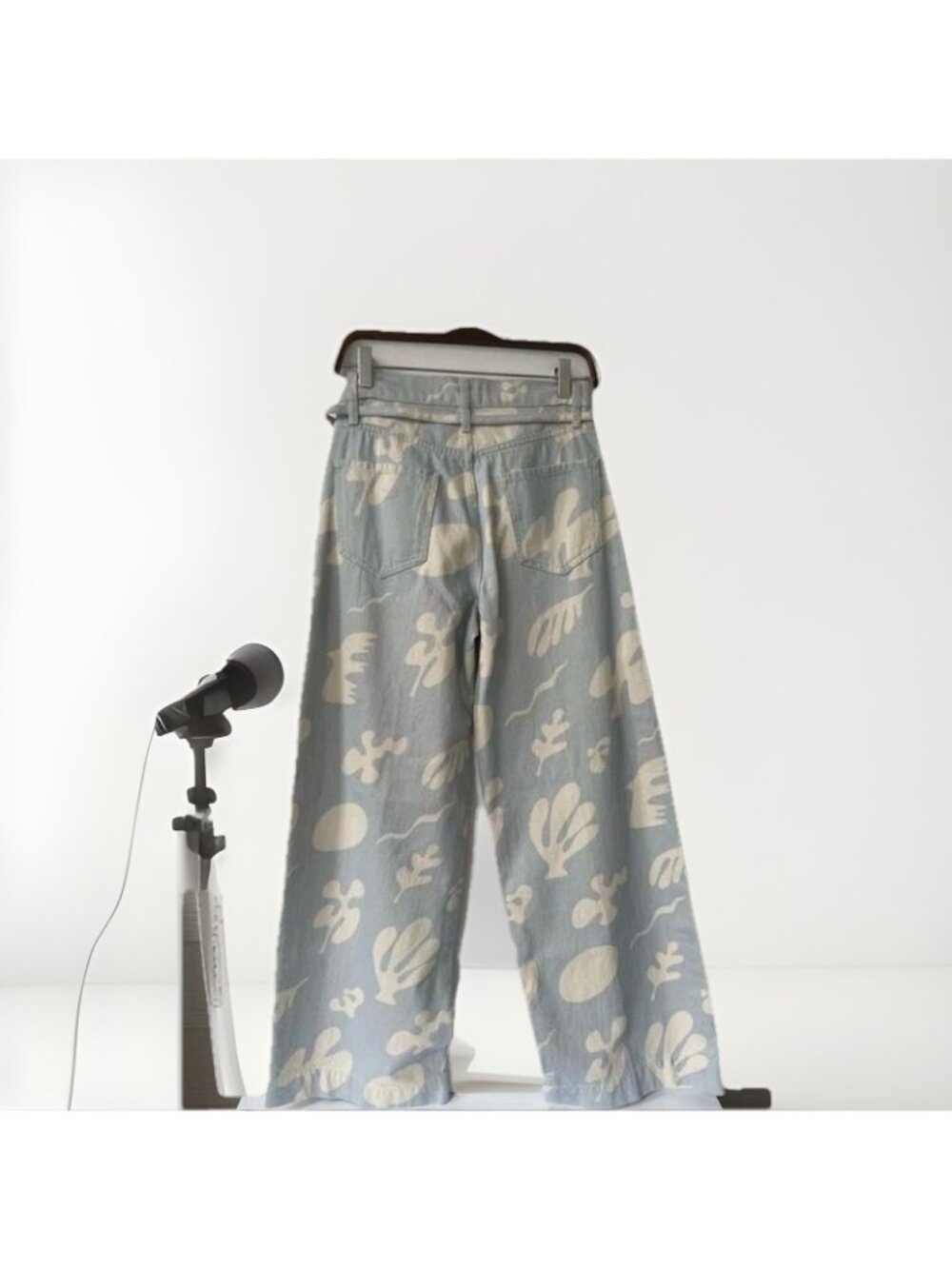 FRAME High Waist Baggy Jeans Tropical Chambray Abstract Size 25 Wide Leg Cotton - Picture 5 of 11